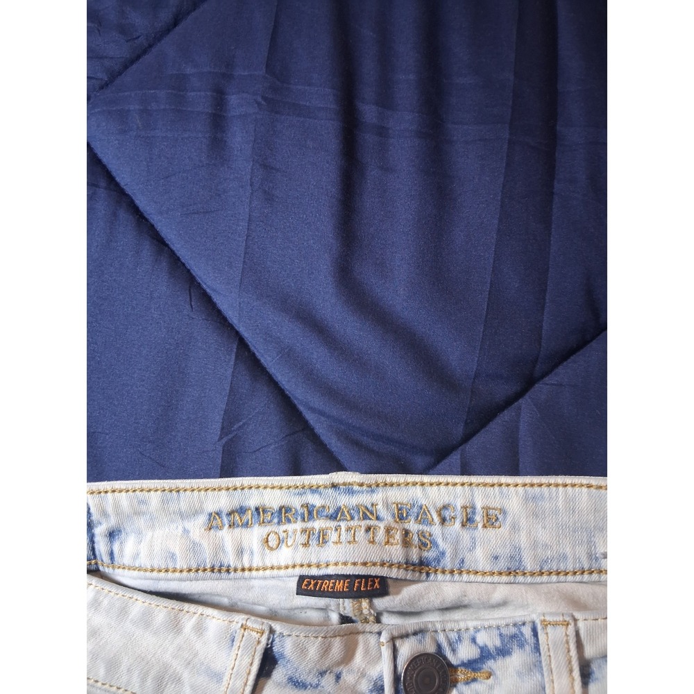 American Eagle Extreme Flex Skinny Jeans Mens 31x30 Light Wash Acid Denim - Picture 4 of 7